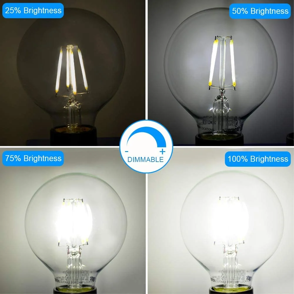 Dimmable Edison Bulbo, Lâmpada de filamento LED personalizado, Ce $ Rohs, G80, G95, G125, E26, E27, China Fornecedores