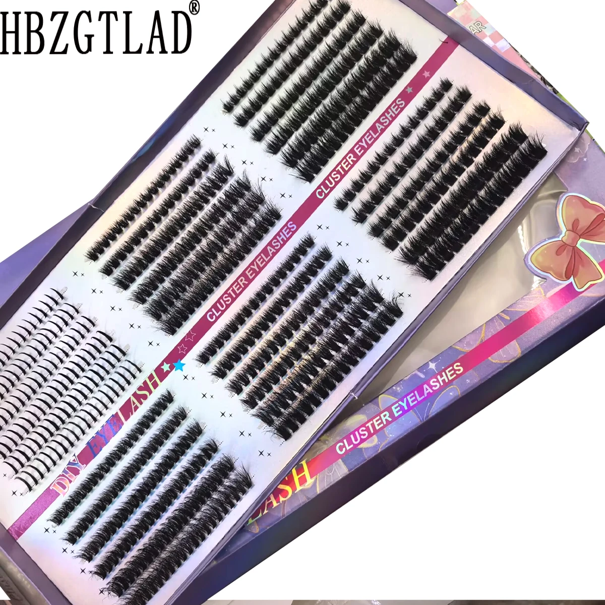 HBZGTLAD 36 rows Mix Fluffy Individual Lashes Clusters Extensions False Eyelash DIY at Home Cluster Makeup Eyelash Tools