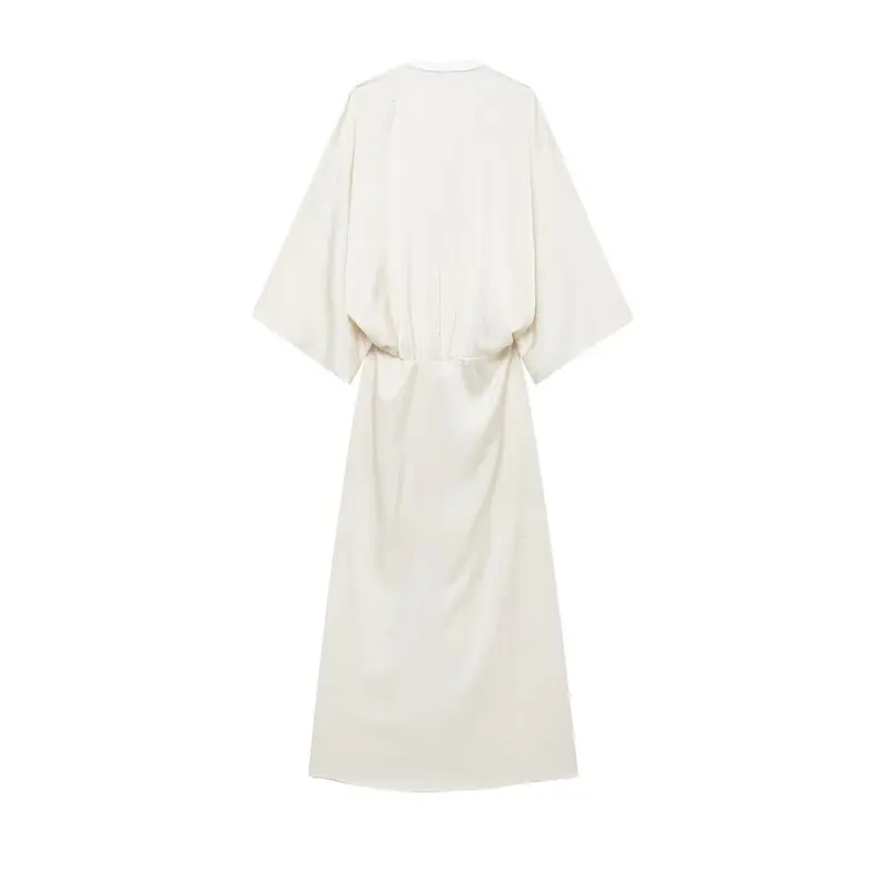 Herbst 2024 Neue Lange Midi Dr frauen Design Sinn Plissee Effekt Pendeln V-ne einteiliges Andere Material 00 % Dr