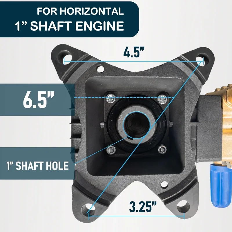 High Pressure Washer Pump, 4400PSI 4GPM 1 Inch Shaft Horizontal Triplex Plunger High Pressure Washer Pump