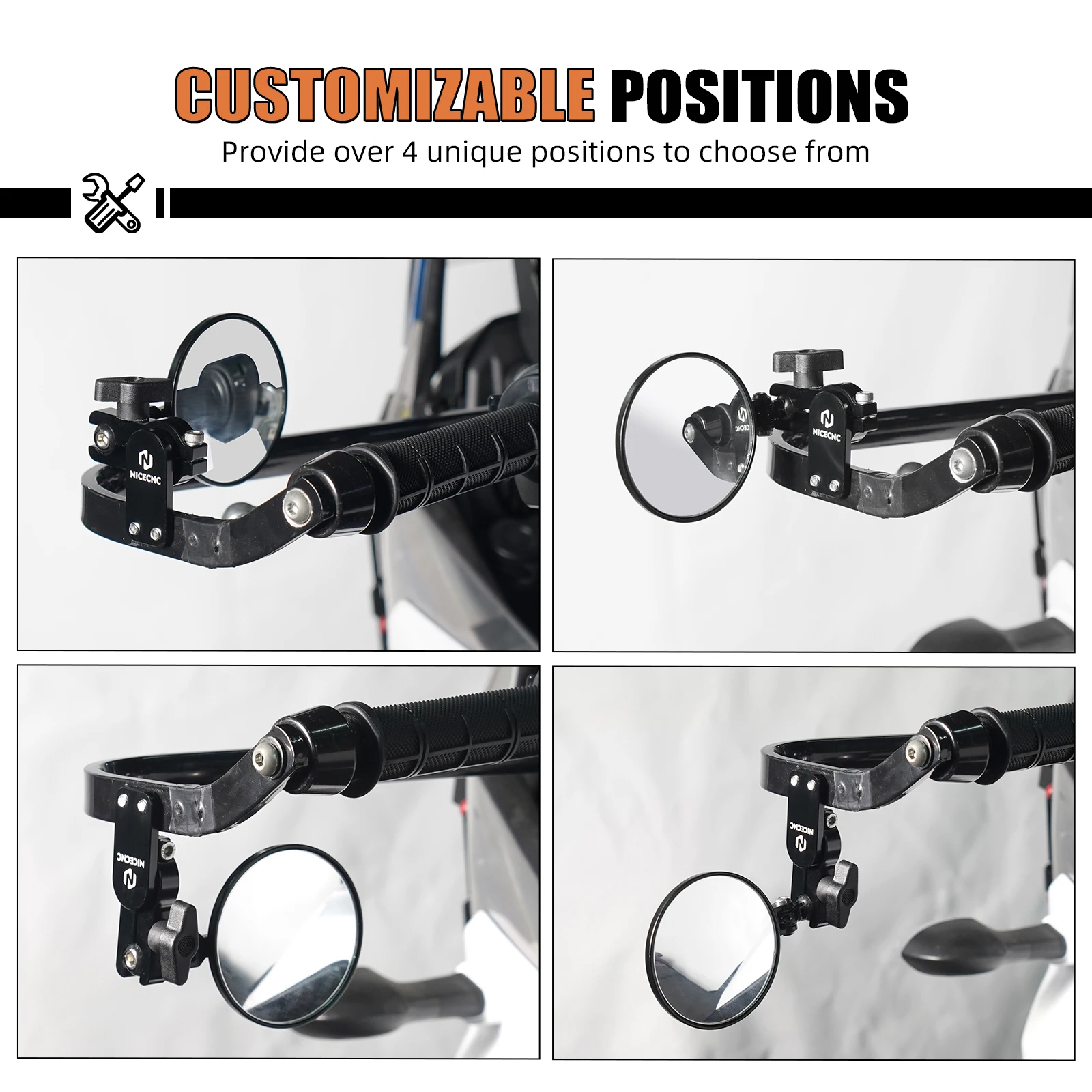 NICECNC Handschutz-Schnellspiegel für KTM Yamaha Honda Bmw Kawasaki Suzuki Triumph Aprilia Ducati Husqvarna Cfmoto Benelli – Detail 11