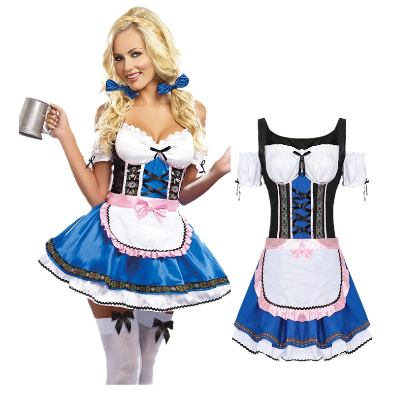 

German Bavaria Oktoberfest Dirndl Dress Women Sexy Costume Heidi Wench Beer Girl Bar Maid Cosplay Fancy Party Dress