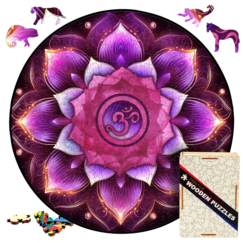 Plant Mandala Jigsaw Puzzle Board Games Lotus Wooden Puzzles Creative Hobbies Toys 3D Wood Puzzle Children's Birthday Gift