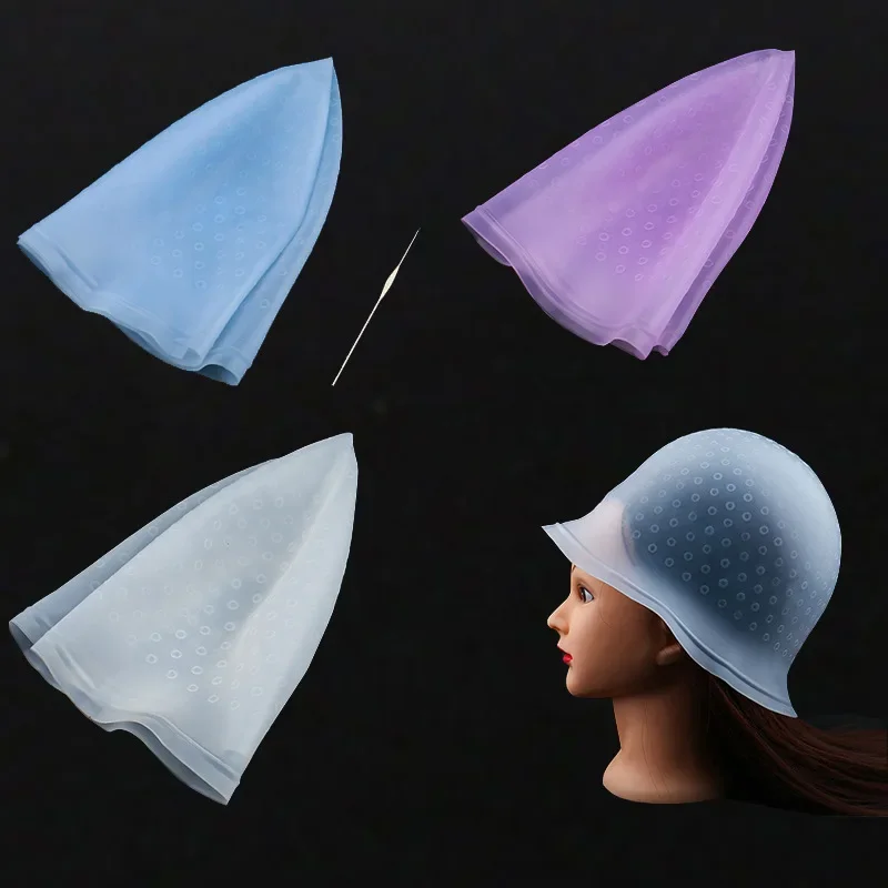 Silicone Hair Coloring Cap Hook Needle Professional Color Dye Highlighting Reusable Set Frosting Dyeing Tools Beauty Salon