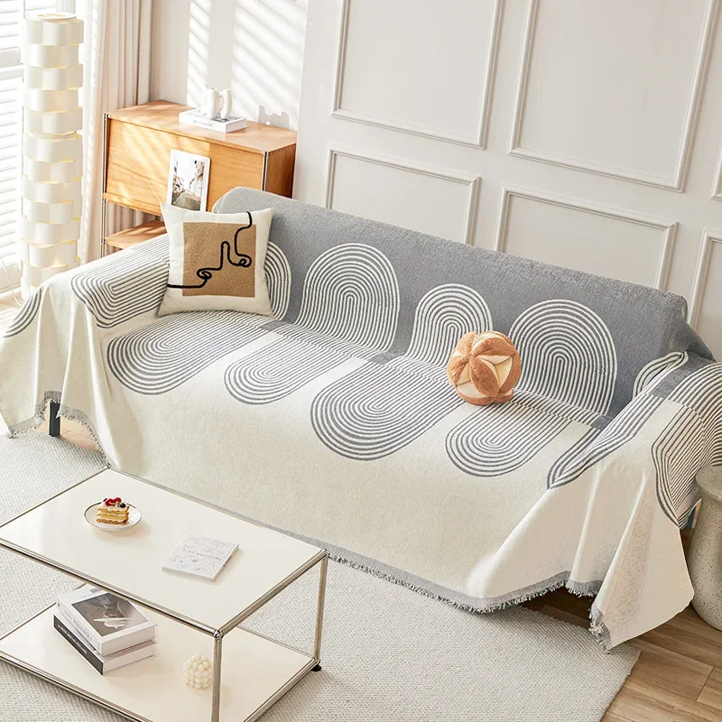 Thicken Chenille Green Sofa Cover Sofa Blanket Simple Geometrical Cushion Ins Wind Sand Hair Towel Fashion Blanket Sofa Towel image 3