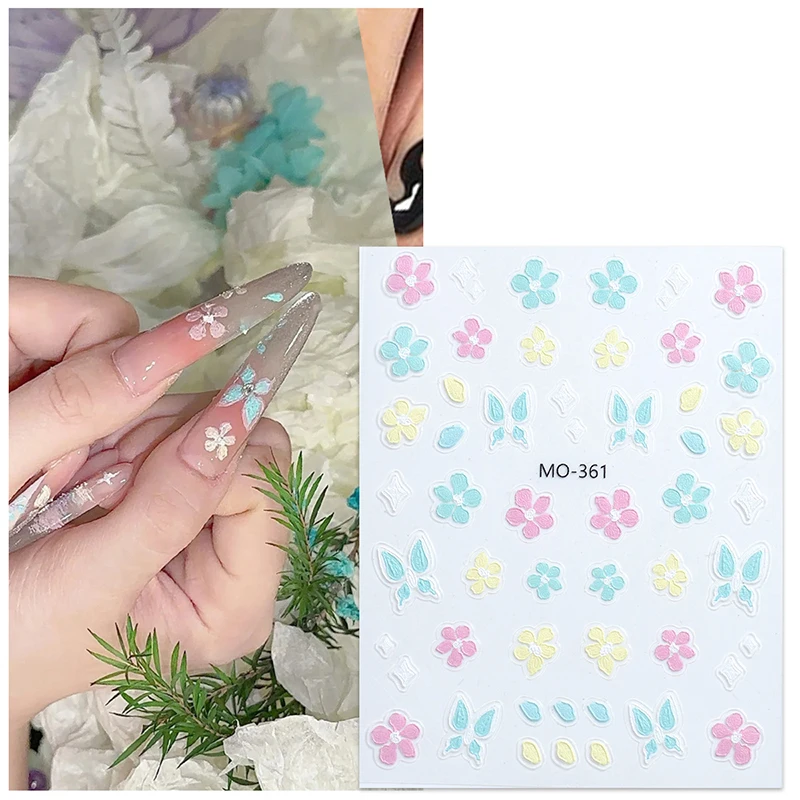 1 PC Oil Painting Floral Daisy Nail Stickers, Fresh Oil Painting Floral Daisy Nail Stickers, Nail Art Decorative Stickers