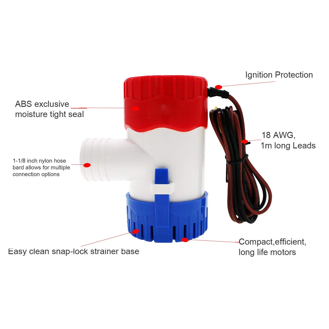 Submersible Bilge Pump 750GPH 1100GPH  12v 24V Mini Electric Water Pump Used In Boat Seaplane Motor Homes Houseboat