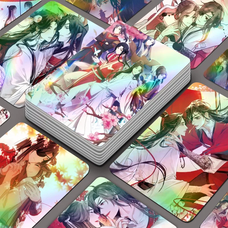 55 pezzi Anime Tian Guan Ci Fu piccole carte personaggio dei cartoni animati giochi di ruolo San Lang Xie Lian cartoline periferiche ad alta definizione