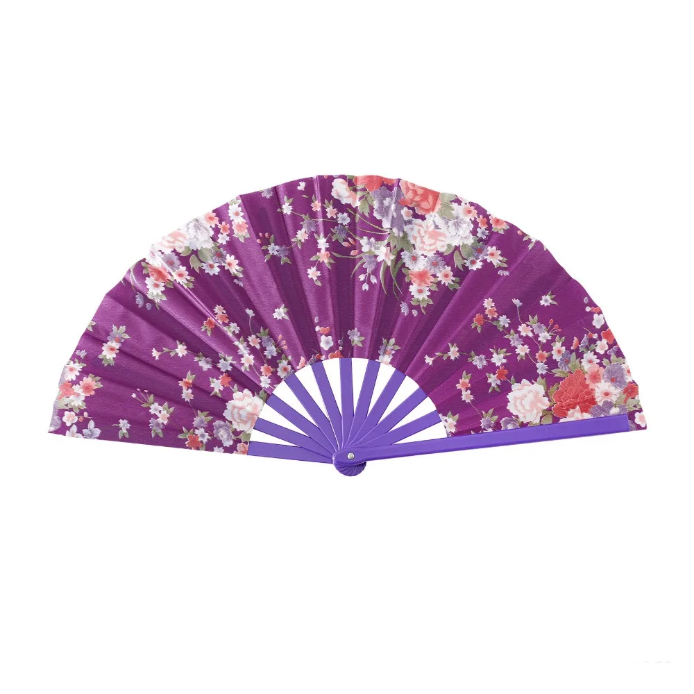 

33cm Chinese Tai Chi Yoga Fan Plastic Bone 10 Colors Ancient Style Fan Kung Fu Fan Chinoiserie Gift Wedding Party Decor