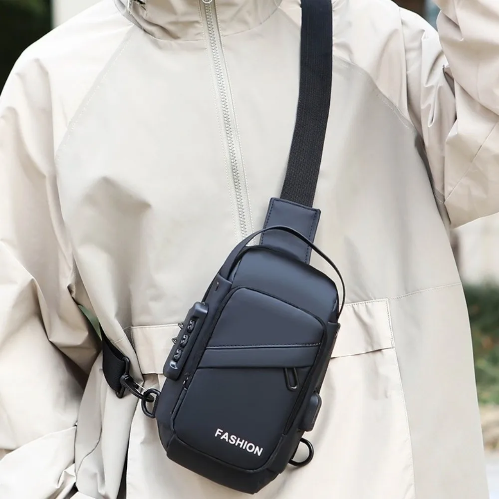 

Anti-theft Men's Chest Bag Adjustable Strap Large Capacity Password Sling Bag Wear resistant Waterproof Shoulder Crossbody Bag