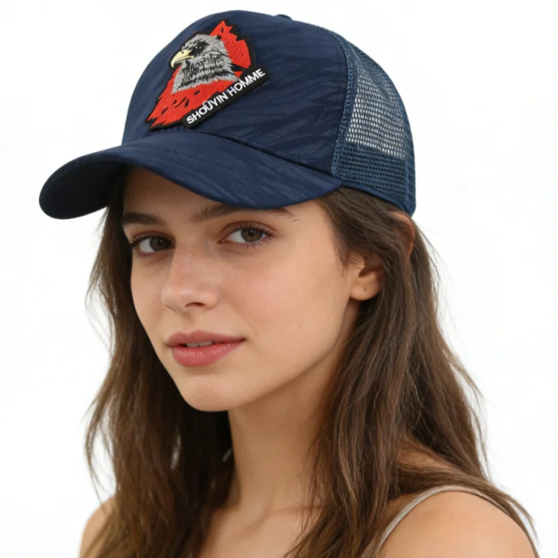 1 Atmungsaktive, sonnenschützende Baseballkappe mit Adler-Stickerei, personalisiertes Design, unisex, geeignet für den täglichen, lässigen Gebrauch im Freien, Sonnenschutz-Netzkappe, Geschenk für Feiertage. – Detail 4
