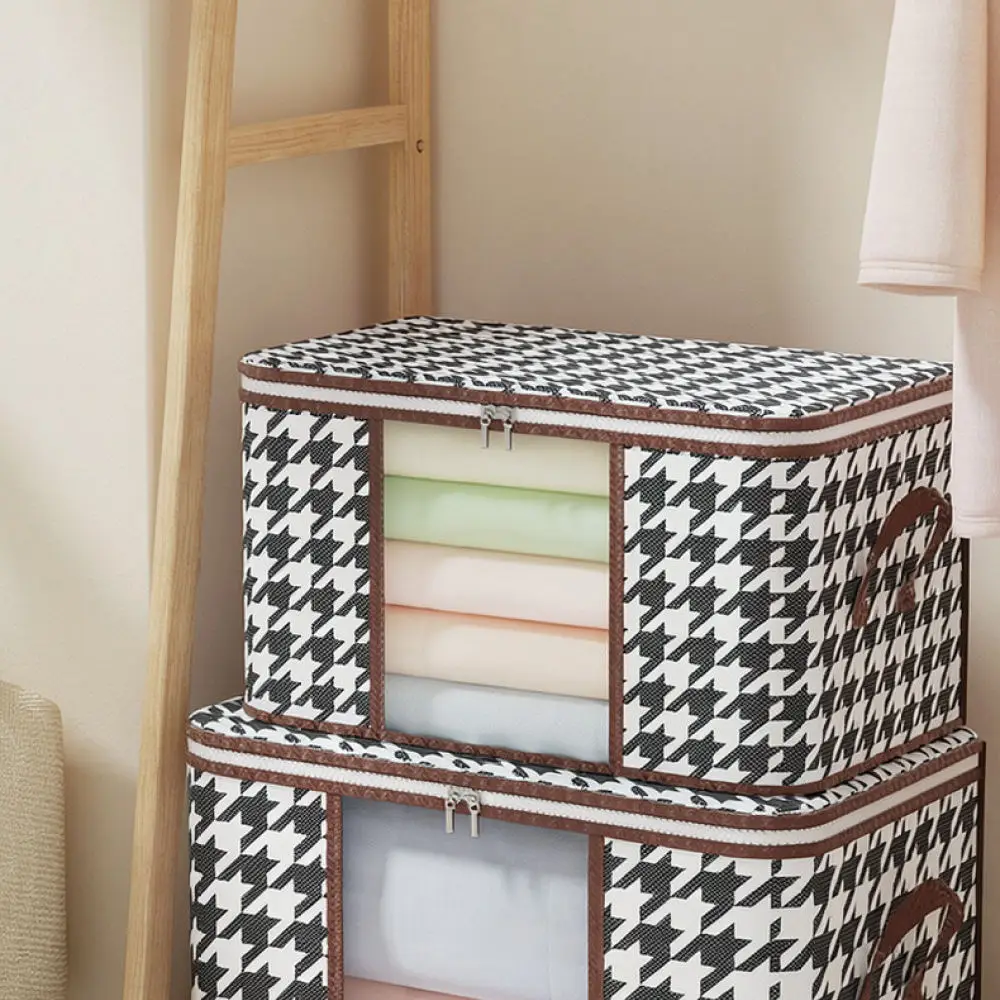 Foldable Storage Box For Clothes Quilt Organizer Visible Window Dustproof Container Fabric Bin Closet Home Organization