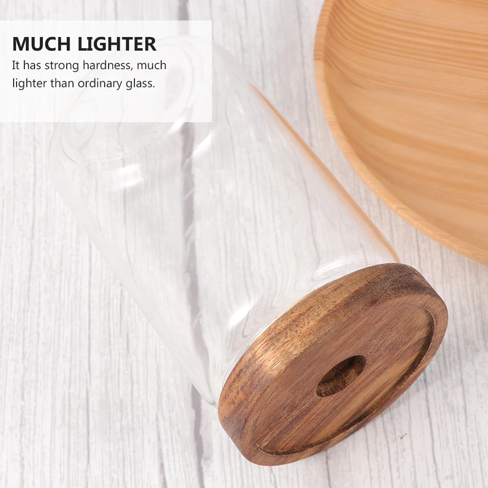 

2Pcs Glass Food Storage Jars Transparent Sealed Canisters with Wood Lid Kitchen Storage Containers for Tea Cereal Honey