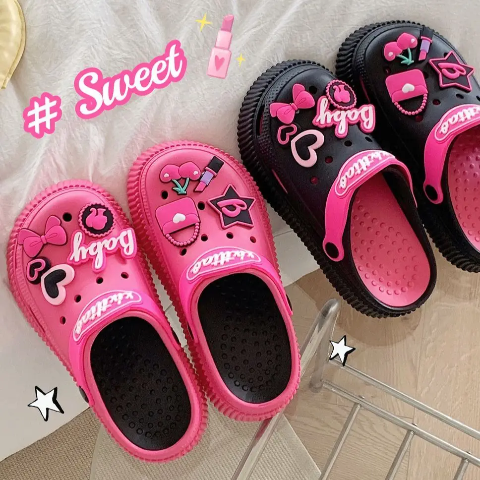 Summer Barbie Clogs for Girls Kawaii Accessory Model Beach Sandals Soft Personality Creative Female Sneakers All Match Shoes