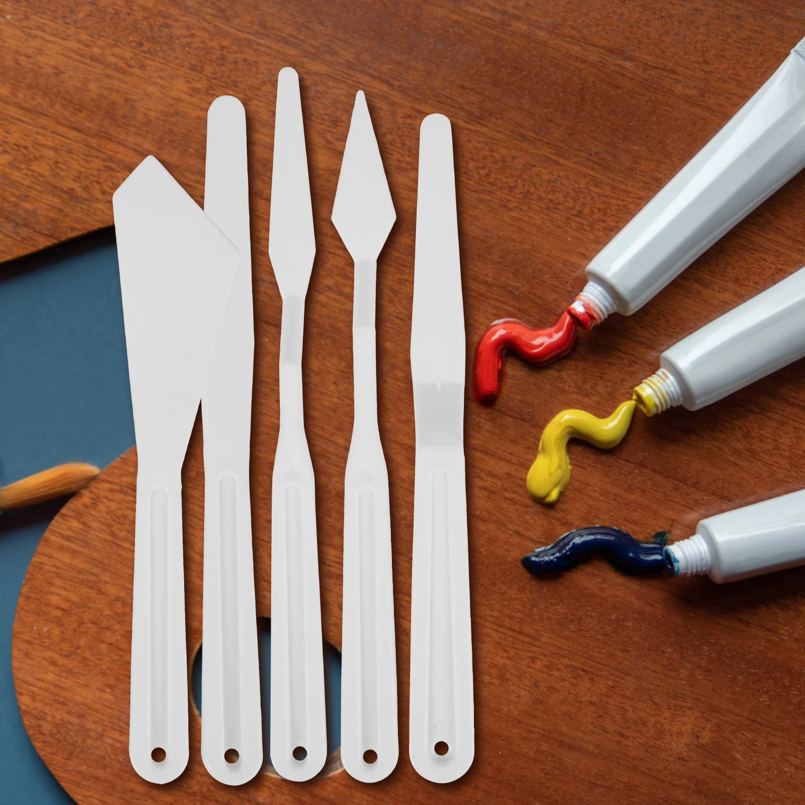 

1 Set Plastic Spatula Oil Scrapers Pigment Mixing Scraper Art Supplies Artists Students Lightweight Ergonomic Handle Easy Clean