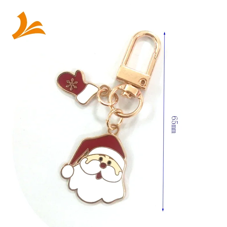 OEM kunshan factory cheap price Christmas cute design gold plated keychain