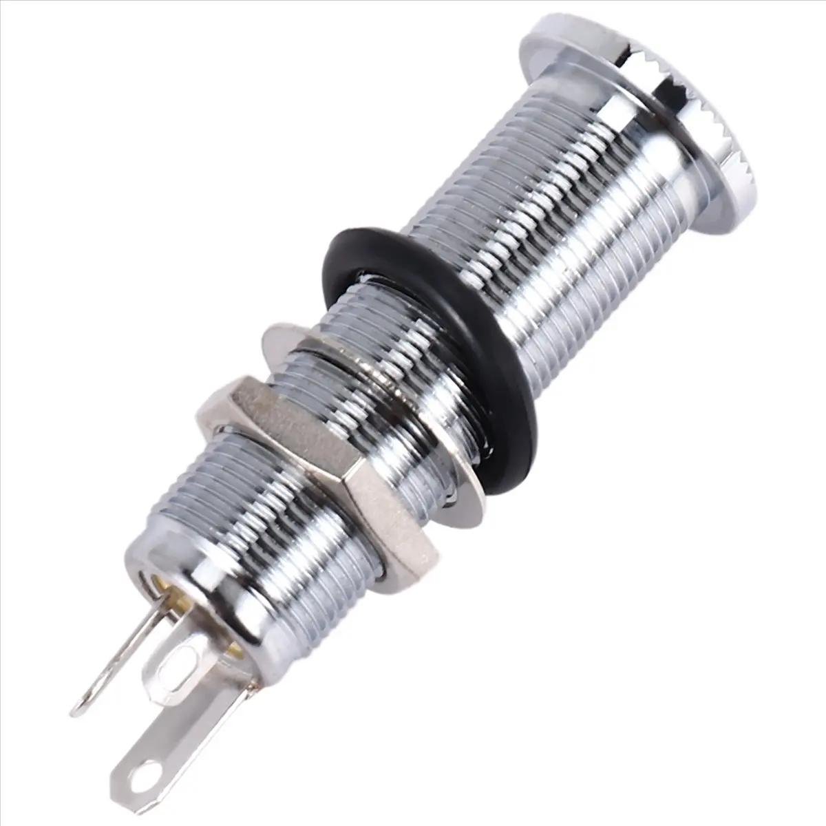 【Socket】 1/4 Inch Chrome Cylinder Flush Mount Jack for Electric Guitar