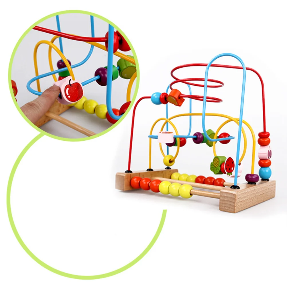 Beukenhout Fruit Kraal Doolhof Roller Educatief Abacus Cirkelspel voor kinderen Kleur Sorteren Tellen Leren Ruimtelijk