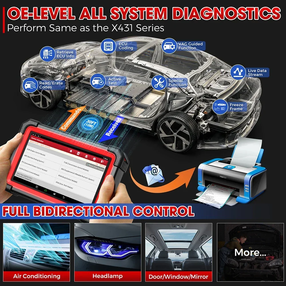 LAUNCH X431 CRP919E BT Car Diagnostic Tool DBScar VII VCI Auto OBD2 Scanner Active Test ECU Coding  CANFD DOIP 31+ Reset