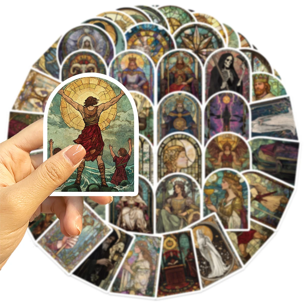 

10/30/50pcs Retro Creative Glass Tarot Card Stickers Funny Cartoon Decals DIY Guitar Luggage Phone Case Diary Sticker Wholesale