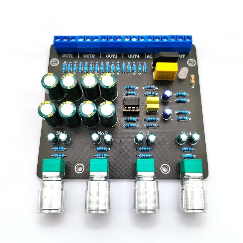 SOTAMIA Hifi Audio Preamplifier Splitter NE5532 OP Amp 1 in 4 Out Power Amplifier Home Music Mini Preamp AC12V Dual Power Supply