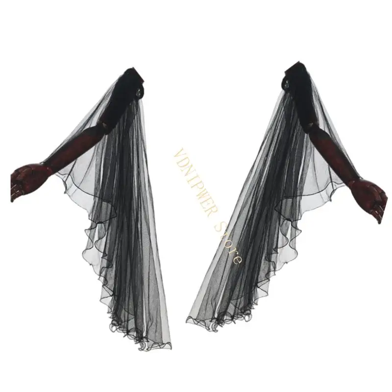 Victoria dài Tulle Găng tay gothic Tay áo có thể tháo rời thời trung cổ Phục hưng Trang phục D08E