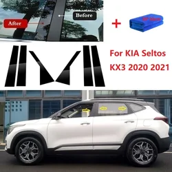 New Arrival 6PCS Window Trim Cover BC Column Sticker Fit For KIA Seltos KX3 2020 2021 Polished Pillar Posts