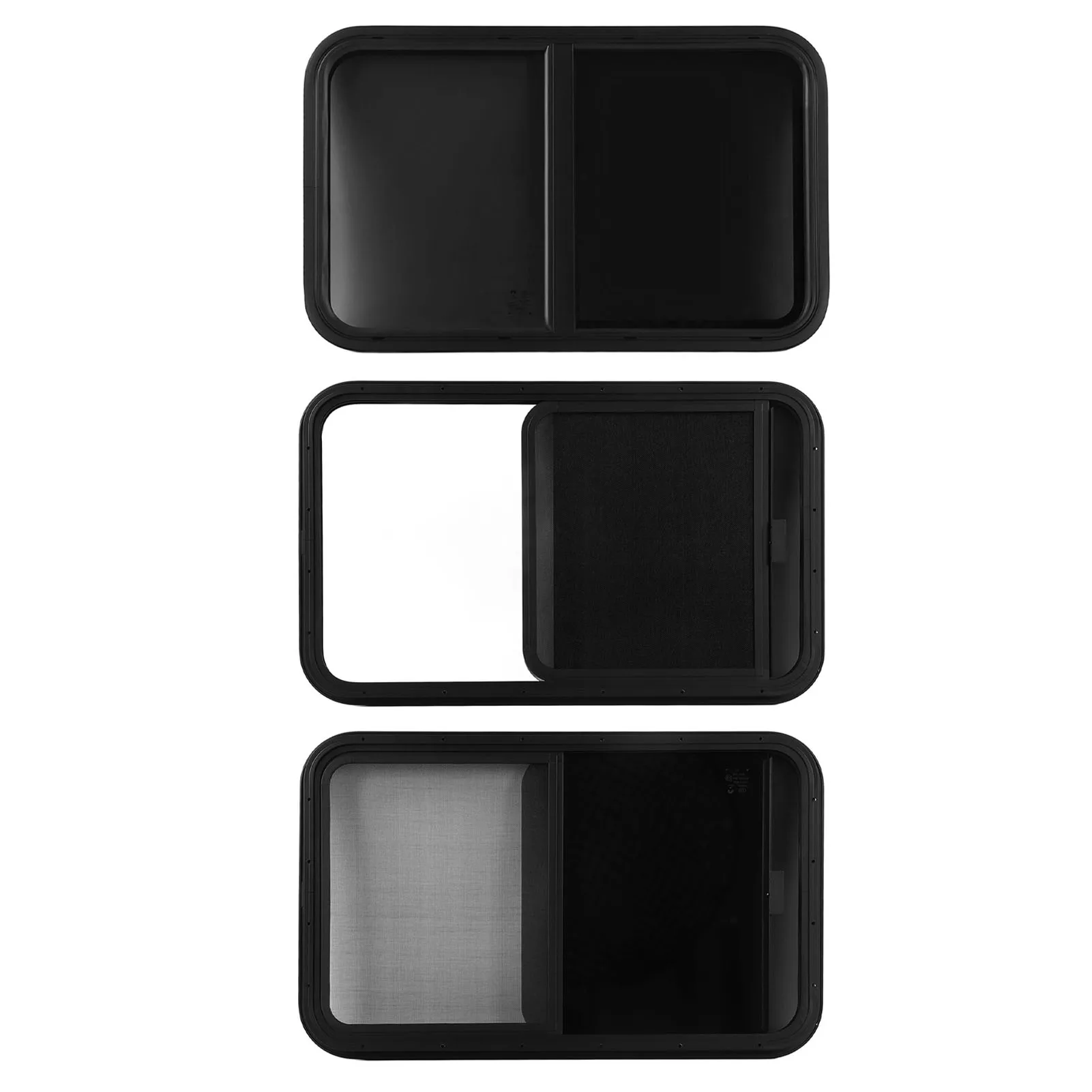 

RV Window RV Window Rounded Corner Push Pull UV Proof Sealed Black Powder Coating for Engineering Vehicle