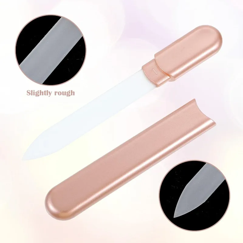 Glass Nail File Crystal Professional Crystal Fingernail Files Reusable Sandblasted Fingernail Buffers for Shape Smooth Finish