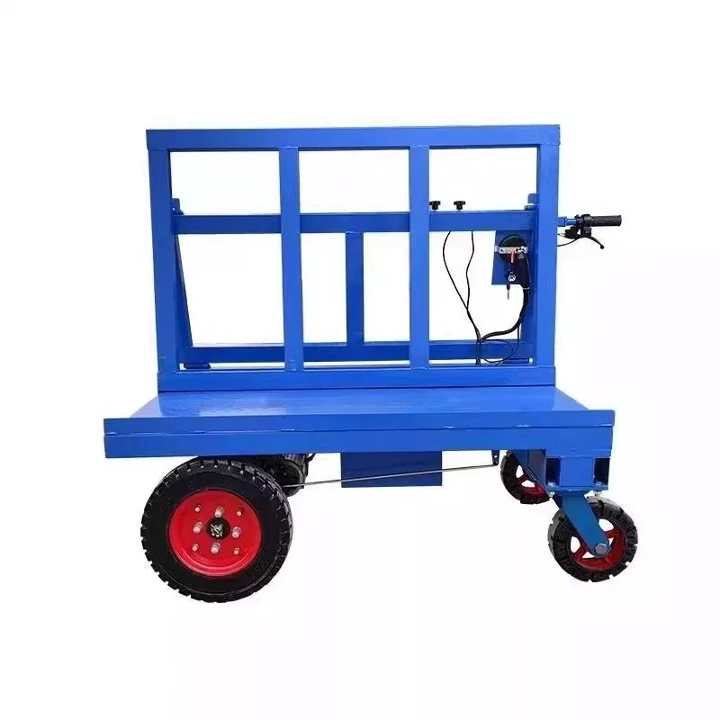 

Electric glass pull trolley Electric four-wheeled new construction site cart Folding cart Transporter Gypsum board trolley