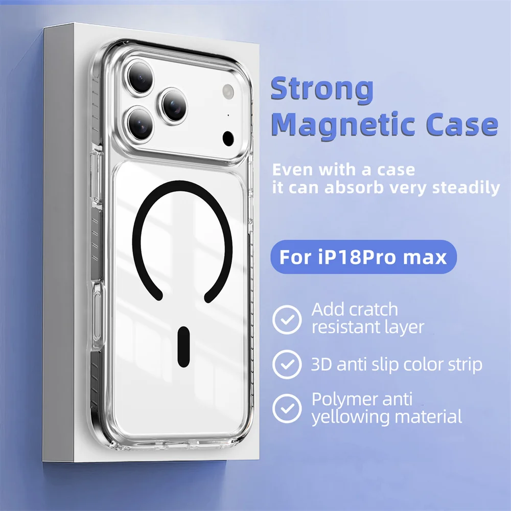 Luxuriöse Transparente Magsafe Magnetische Hülle für iPhone 18 Pro Max 17 16 15 14 13 12 Kabelloses Laden Candy-Rahmen Stoßfeste Abdeckung – Detail 12