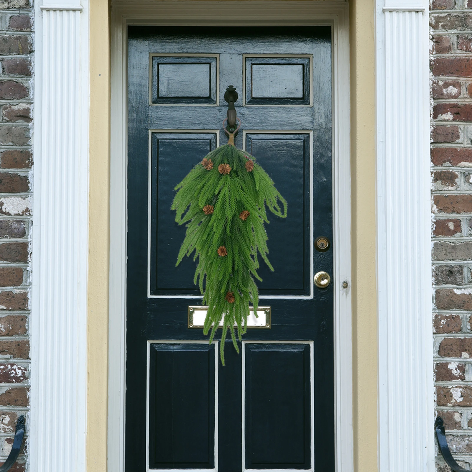 Natale artificiale ago di pino appeso a parete pianta porta Swag Teardrop verde ghirlanda regalo di festa fai da te ghirlanda di natale decorazioni per la casa