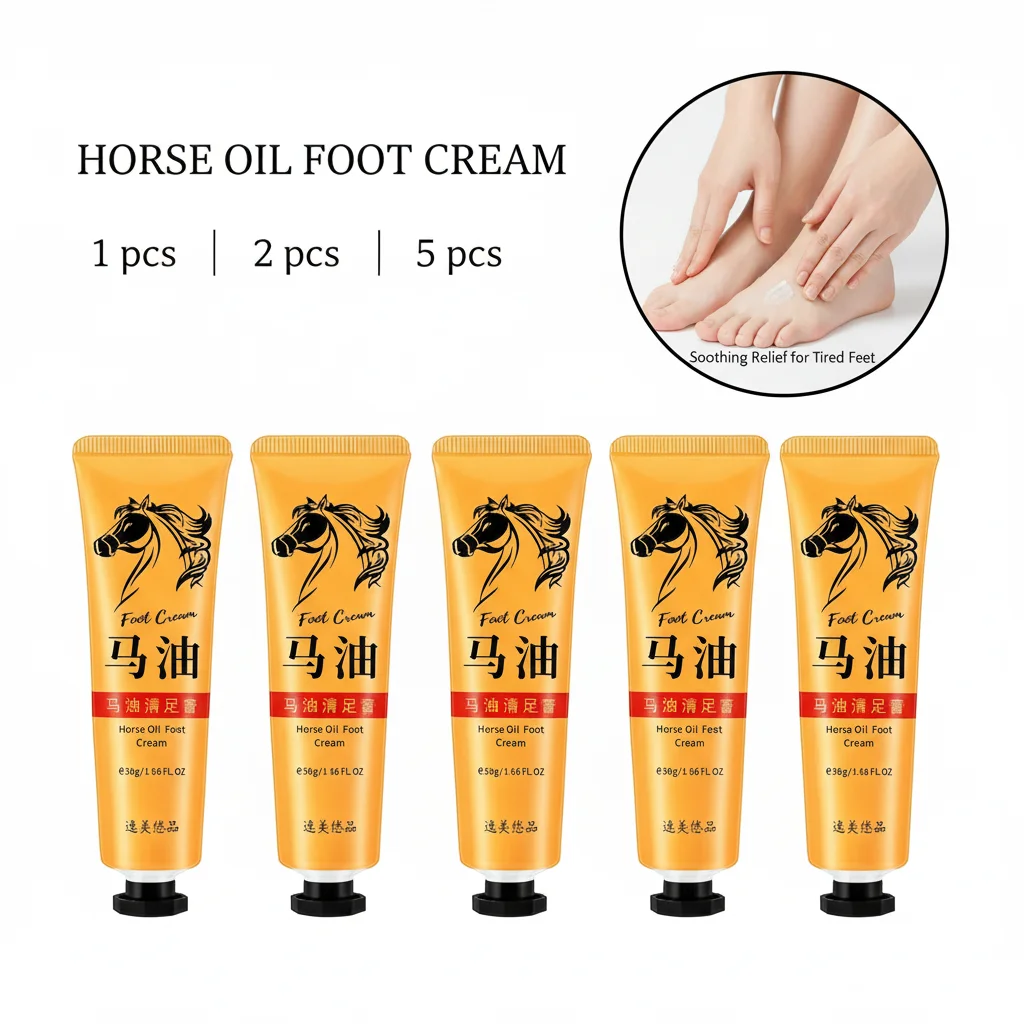 Crema Natural para pies con aceite de caballo, bálsamo para el talón suave antisecado, crema reparadora de manos y pies para tacones agrietados, 1/2/5 unidades