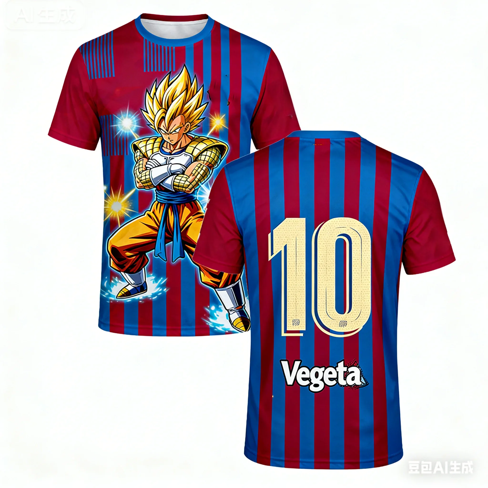 Dragon Ball Super Goku Super Saiyan 3D-Druck Fußballtrikot Herren Freizeit Kurzarm Anime Fußball T-Shirt Kinder Sportbekleidung – Detail 7