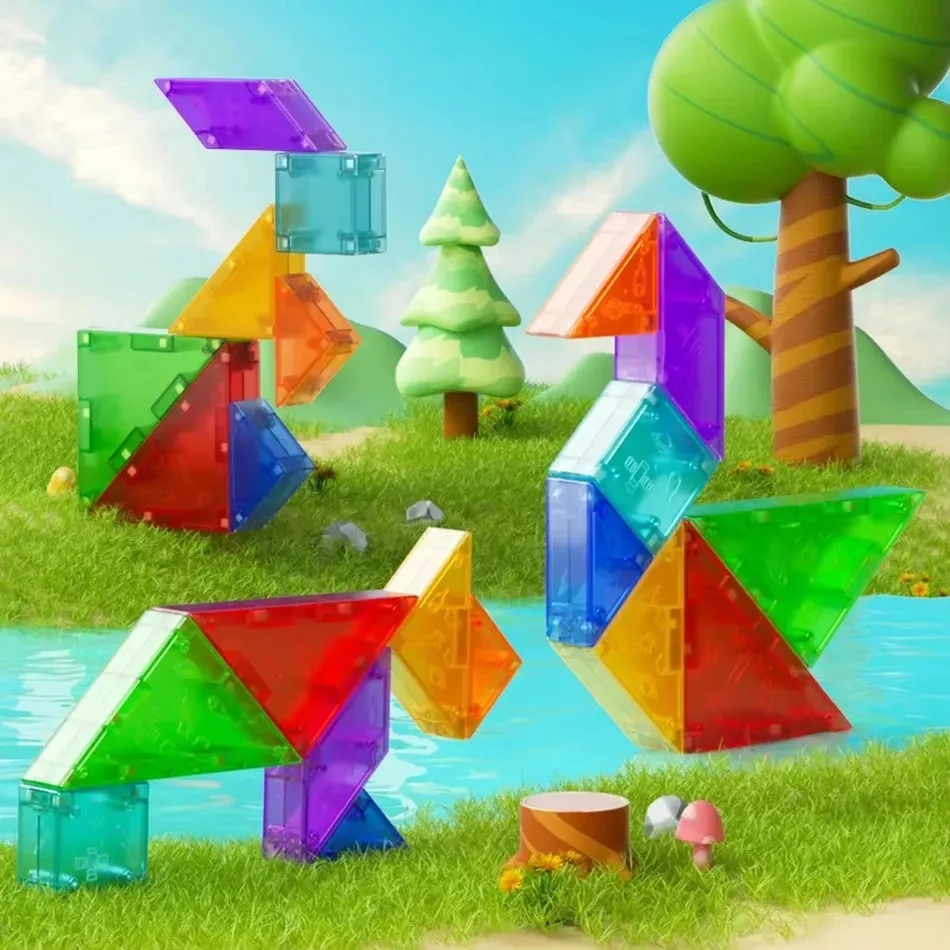 Qiyi 3D Tangram Magnetico Cubi di Colore Della Caramella Educativi Costruire Puzzle FAI DA TE Costruire Pensiero Logico Formazione Puzzle Cubo Magico Giocattoli