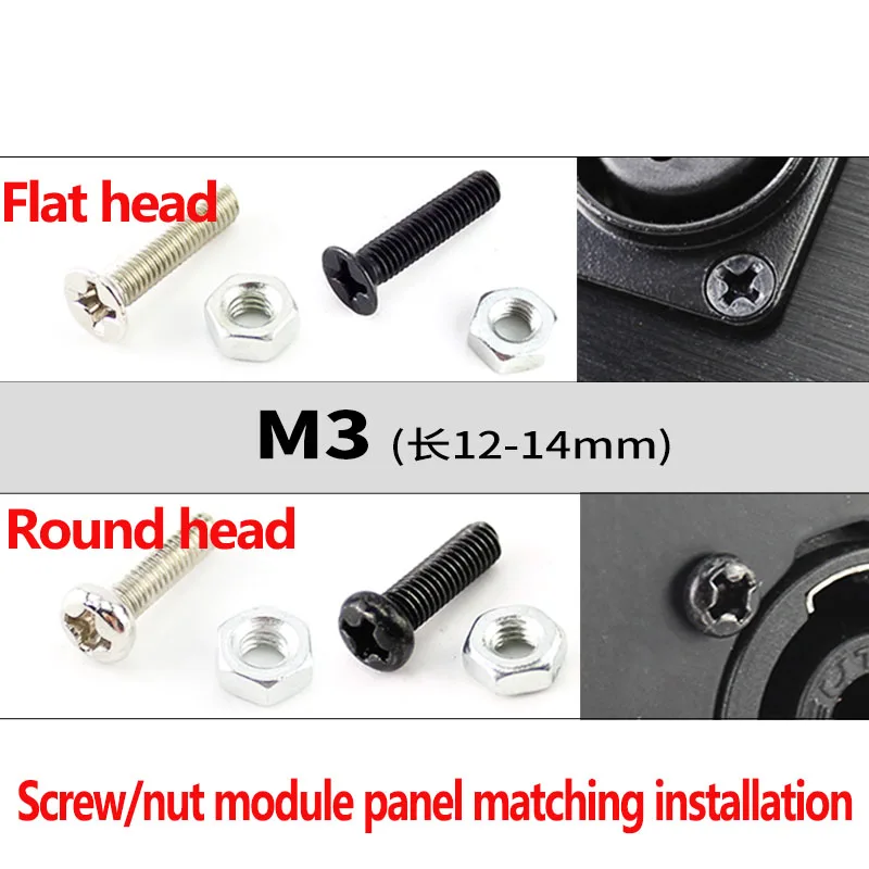 M4 M3 Länge 12 14 30 mm Rund-/Flachkopfschraube Installation Audio Video 86 Schrank Panel D Typ Modul Buchse