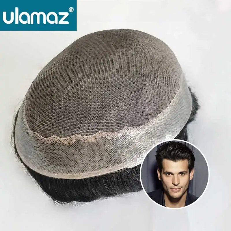 

Mono Pu Toupee Hair Man 100% Human Hair Wigs For Men Durable Male Hair Prosthesis Natural Hair System For Man Real Men's Wig
