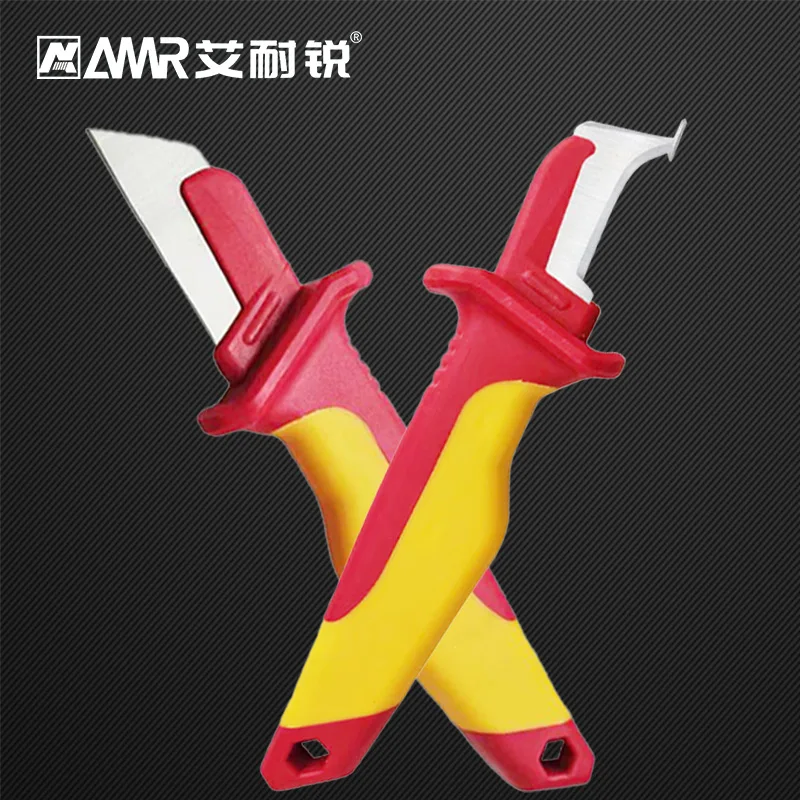 Electrician Knife Insulated Cable Stripping Snips Straight Curved Hook Fixed Blade Wire Stripper Peeling Hand Tool