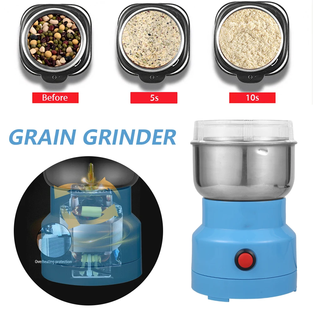 

Electric Small Grain Grinder Multifunctional Nut Bean Coffee Bean Grinder 22000 RPM Grain and Spice Mill Blender with Stainless