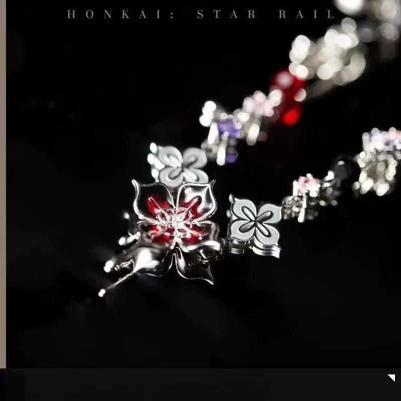 Honkai:Star Rail March 7th Cosplay Bracelet Silver Floral Crystal Bangle Anime Accessory Birthday Present Women Carnival Fans