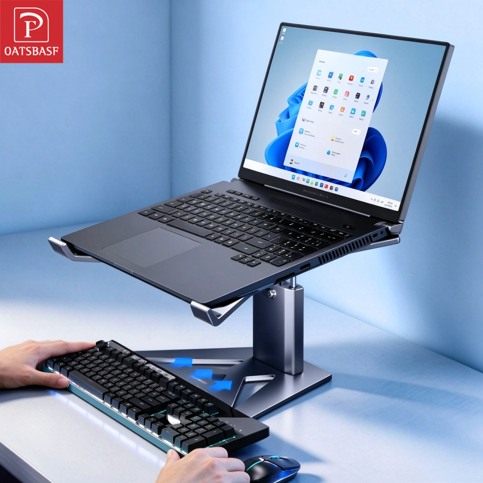 Oatsbasf Laptop Stand Holder Universal Aluminum Adjustable Laptop Stand for MacBook Air Dell HP Lenovo Notebook Computer Riser