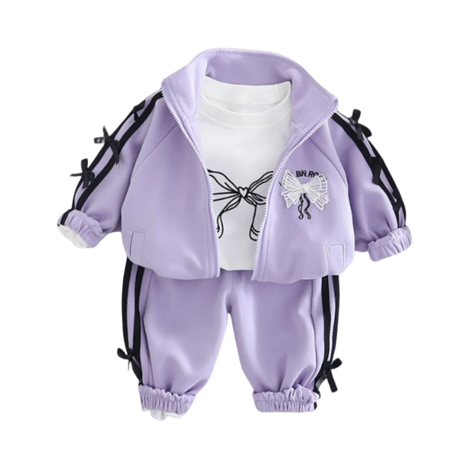 طقم ملابس رياضية للفتيات طقم كاجوال بأكمام طويلة وسروال معطف وسروال مكون من قطعتين مريح للارتداء اليومي طقم ملابس #3