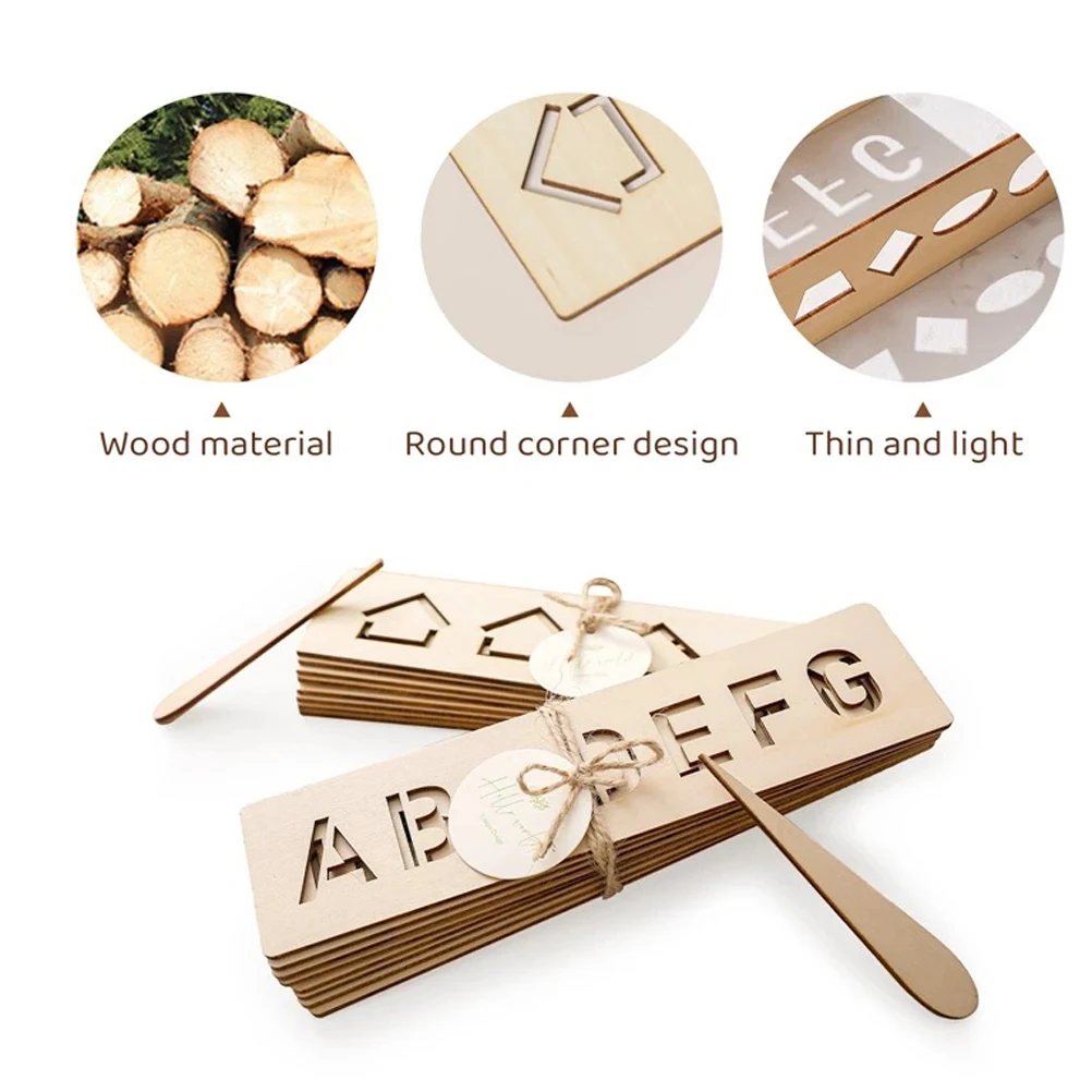 

16Pcs Wooden Writing Practice Board for Kids Learning Shapes and Letters Early Educational Tracing Board Cognitive Development