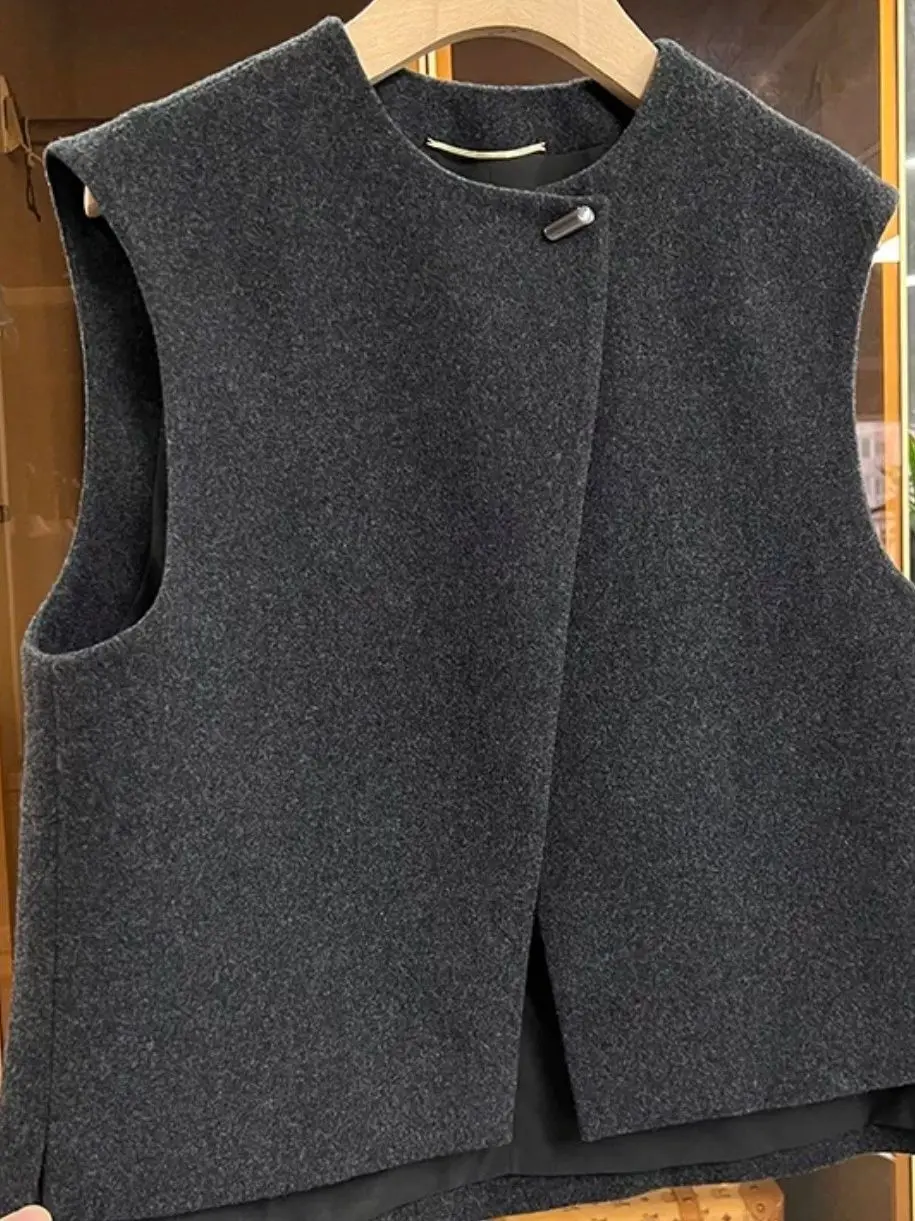 

Свободный крой круглый открытый кардиган без рукавов, жилет, женский корейский топ больших размеров, высококачественная цветная майка