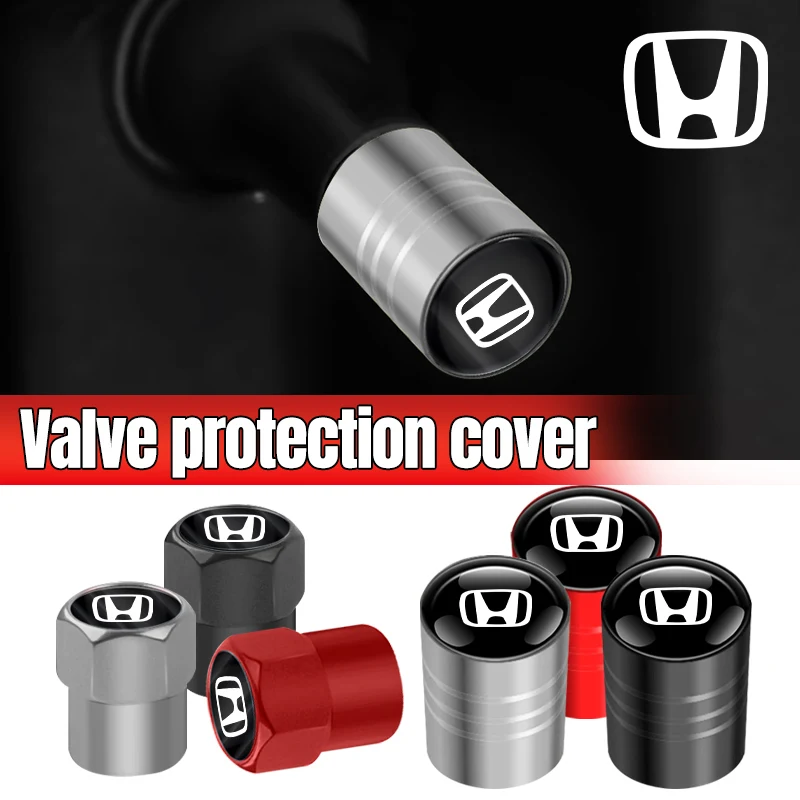 Válvulas de pneu Tire Air Caps Case para a roda do carro, acessórios do carro, adesivo para Honda Civic Odyssey HR-V, Jazz Accord Cidade