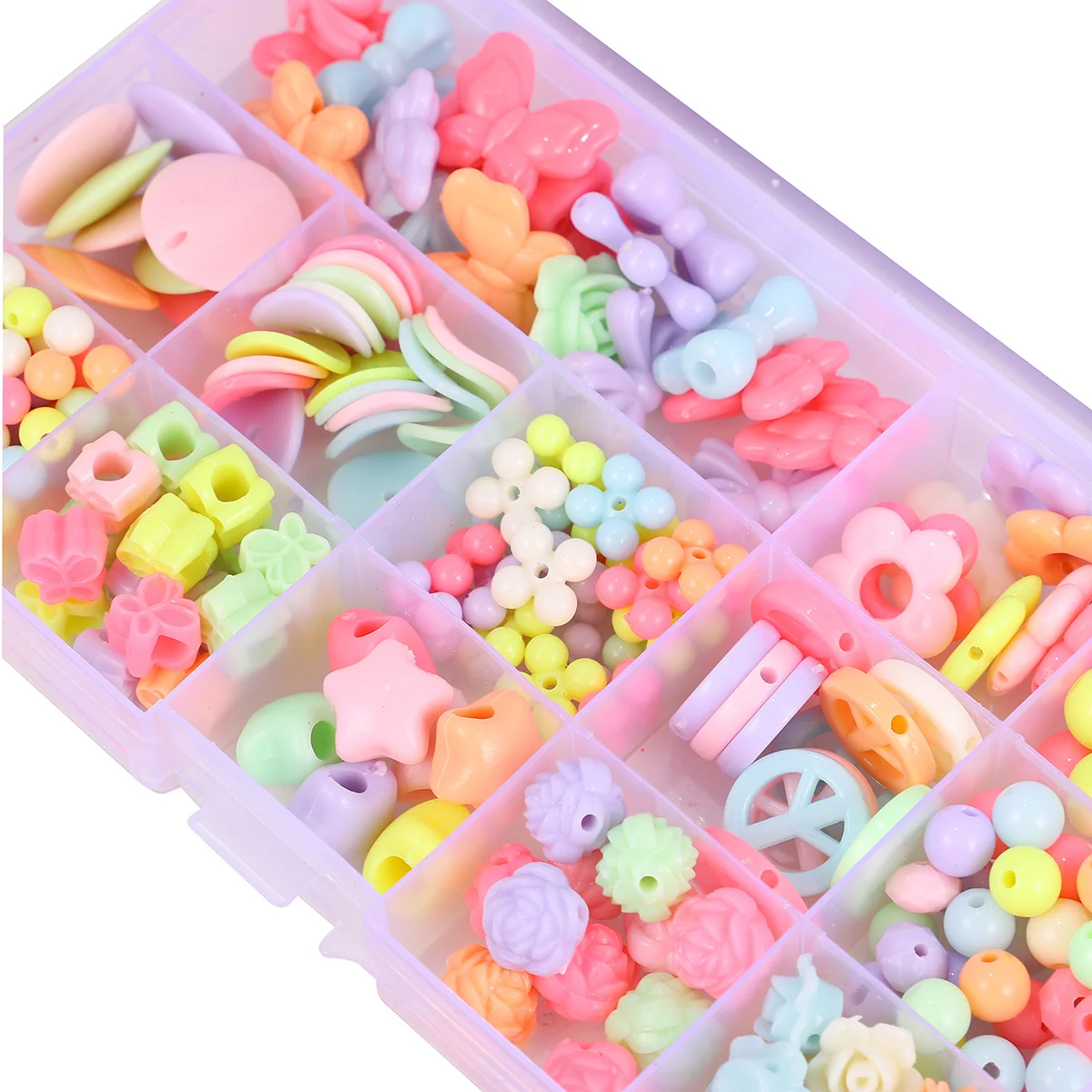 1Set DIY String Beads Kit Kleurrijke Acryl Losse Kralen voor Kinderen Educatief Creativiteit Hands-on Armband Ketting Maken