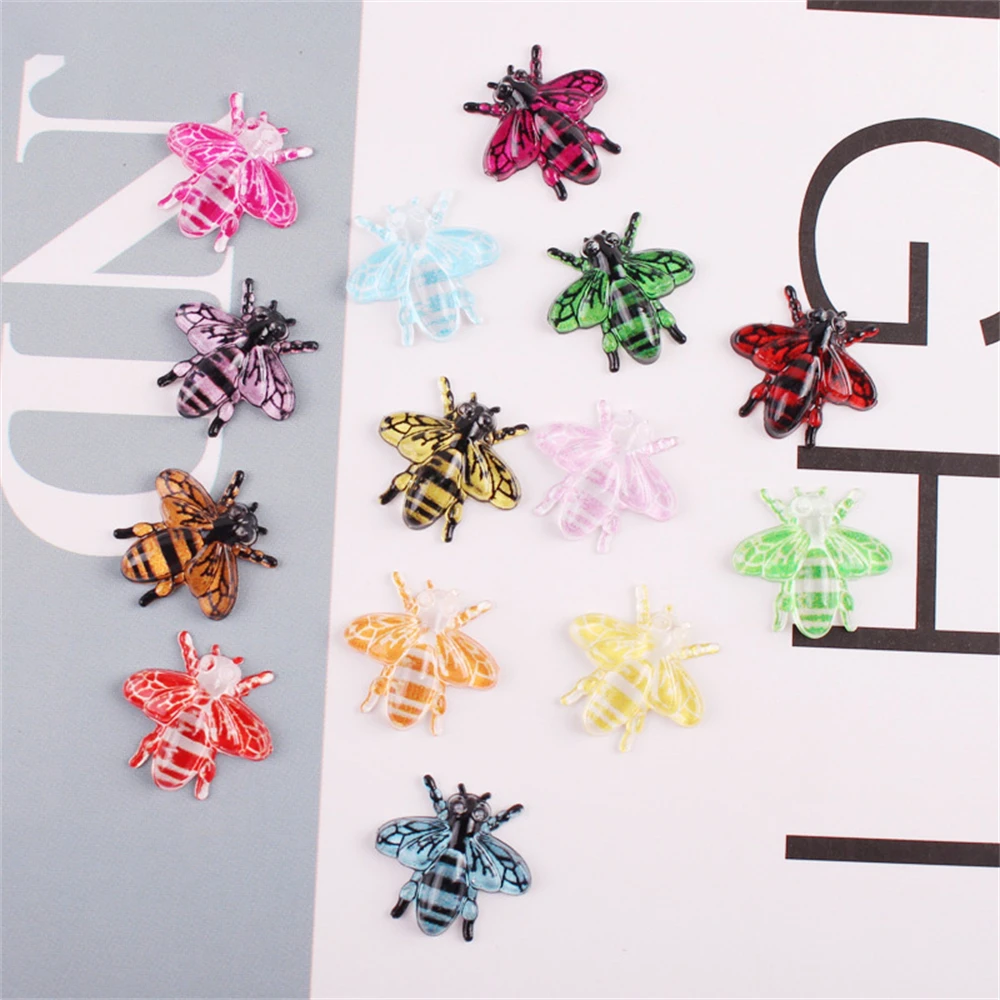 Resina colorida Nail Art Charms, Urso, Abelha, Inseto para Unhas, Decoração DIY, Vividamente, Amarelo Cartoon Abelha Forma, Manicure Decors, 20pcs