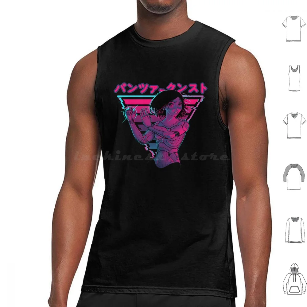 Panzer Kunst Cyber Mädchen Kampfkunst Tanktops Weste ärmellose Schlacht Cyborg Scifi Science Fiction Neon Manga Anime Engel