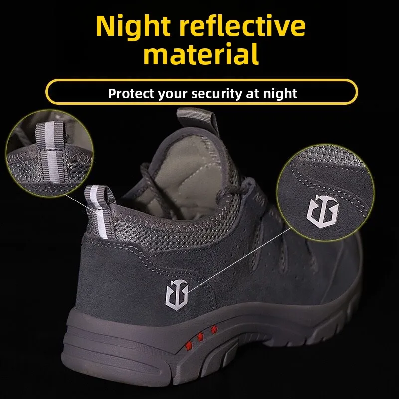 남성용 안전 신발 펑크 방지 작업 운동화 강철 발가락 운동화 통기성 경량 남성용 작업 신발 내마모성