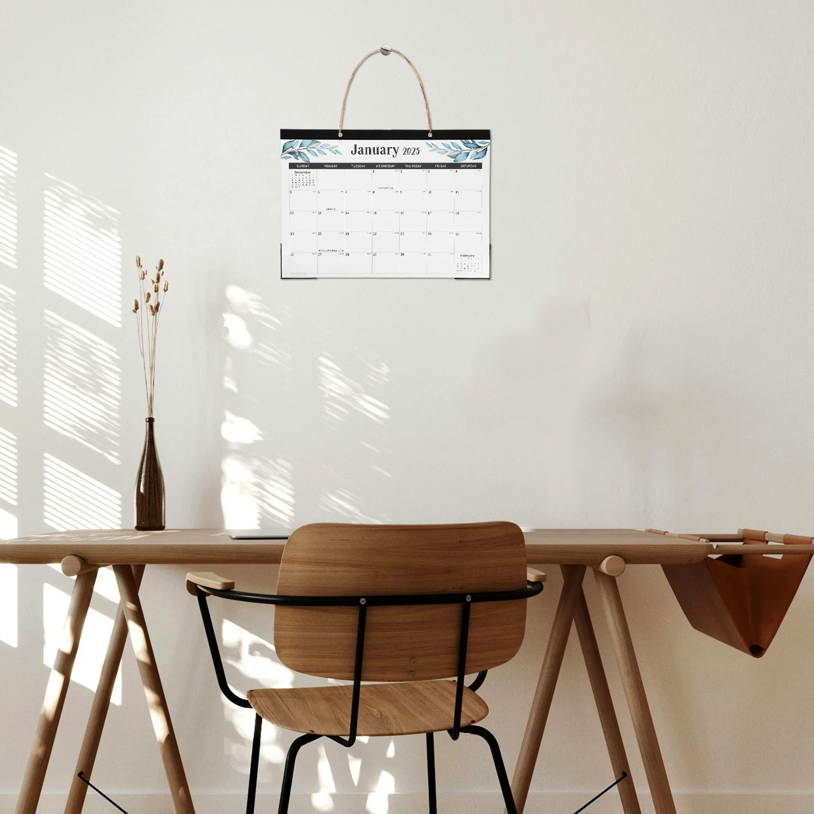 Kalendarz ścienny na 18 miesięcy 2025-2026, kalendarz wiszący w języku angielskim na biurko, do domu, biura, miesięczny planer, oszczędzający miejsce.